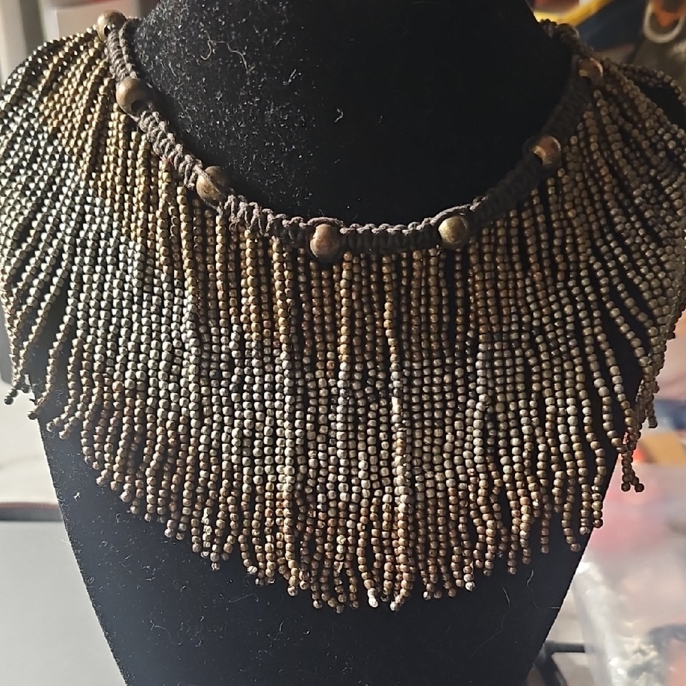 Elegant Beaded Fringe Necklace